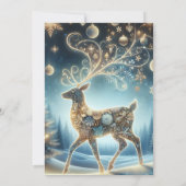 Invitation Ornements de Noël des rennes d'or Ciel bleu (Dos)