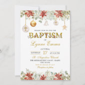 Invitation Ornements de Noël d'or Baptême d'eau (Devant)