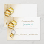 Invitation Ornements de Noël en or et blanc Mariage (Devant / Derrière)