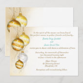 Invitation Ornements de Noël Or et Blanc Mariage (Devant / Derrière)