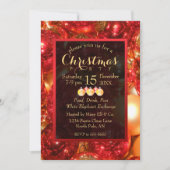 Invitation Ornements de Noël or et rouge (Devant)
