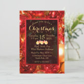 Invitation Ornements de Noël or et rouge (Debout devant)