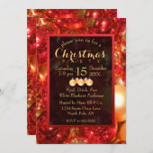 Invitation Ornements de Noël or et rouge (Devant / Derrière)