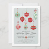 Invitation Ornements de Noël rétro Maison ouverte de vacances (Devant)