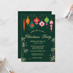 Invitation Ornements de Noël rétro Snowflakes Noël