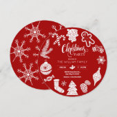 Invitation Ornements de Noël rouge (Devant / Derrière)