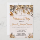 Invitation Ornements de sapin de Noël en or et argent pour fê (Devant)