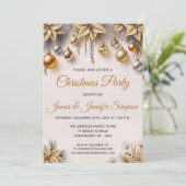 Invitation Ornements de sapin de Noël en or et argent pour fê (Debout devant)