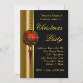 Invitation Ornements de sapin fantaisie rouge or Noël Party (Dos)