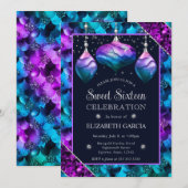 Invitation Ornements de sirène Ombre bleu et violet doux 16 (Devant / Derrière)