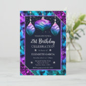 Invitation Ornements de sirènes bleues et violettes 21e anniv (Debout devant)