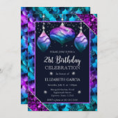 Invitation Ornements de sirènes bleues et violettes 21e anniv (Devant / Derrière)