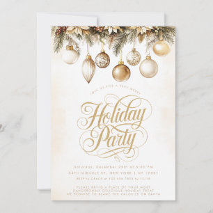 Invitation Ornements de typographie dorés pour la fête de Noë