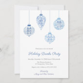 Invitation Ornements De Vacances Blancs Et Bleus Chic Boisson (Devant)