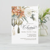Invitation Ornements de vacances élégants Fête de Noël Floral (Debout devant)