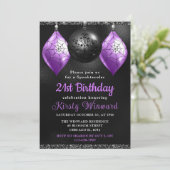 Invitation Ornements d'Halloween noirs et violets 21e anniver (Debout devant)
