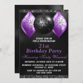 Invitation Ornements d'Halloween violet noir (Devant / Derrière)