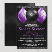Invitation Ornements d'Halloween violet noir doux 16 (Devant / Derrière)