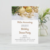 Invitation Ornements d'or Business Noël Fête de Noël (Debout devant)