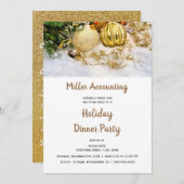 Invitation Ornements d'or Business Noël Fête de Noël (Devant / Derrière)