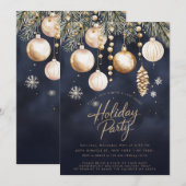 Invitation Ornements d'or de la Marine Baubles Noël (Devant / Derrière)