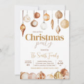 Invitation Ornements d'or Fête de Noël (Devant)