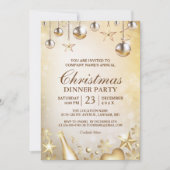 Invitation Ornements d'or Noël Fête de Noël d'entreprise (Devant)