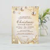 Invitation Ornements d'or Noël Fête de Noël d'entreprise (Debout devant)