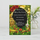 Invitation Ornements d'or Pine verte fête de Noël (Debout devant)