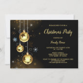 Invitation Ornements dorés de Noël Étoiles brillantes Fête no (Devant)