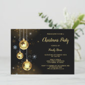 Invitation Ornements dorés de Noël Étoiles brillantes Fête no (Debout devant)