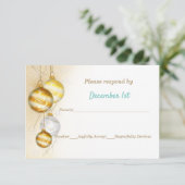 Invitation Ornements dorés et blancs Noël Mariage (Debout devant)