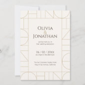 Invitation Ornements dorés modernes mariage crème (Devant)