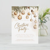 Invitation Ornements Élégants Or Baubles Noël (Debout devant)