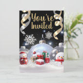 Invitation Ornements en verre/Or de neige/Invitation (Debout devant)