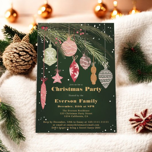 Invitation Ornements festifs Joyeux Illustrations de Noël