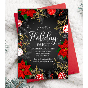 Invitation Ornements flocon de neige Étoile de Noël rouge Fêt