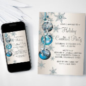 Invitation Ornements Flocons de Neige Bleu Sarcelle Fête de N