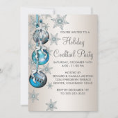 Invitation Ornements Flocons de Neige Bleu Turquoise Fête de (Devant)