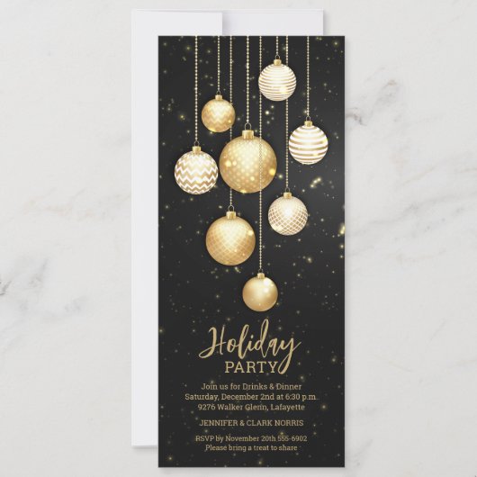 Invitation Ornements Gold Christmas Tree (Devant)
