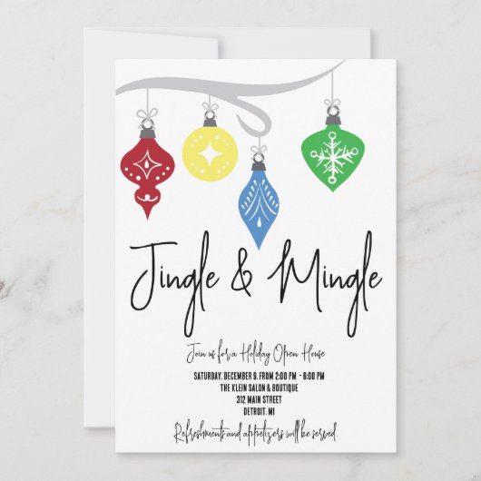 Invitation Ornements Jingle & Mingle Holiday Open House (Devant)