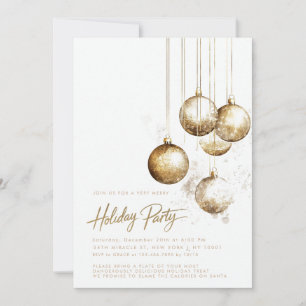 Invitation Ornements minimalistes en or Boules de Noël Fête d
