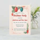 Invitation Ornements modifiables et Noël À feuillage persista (Debout devant)