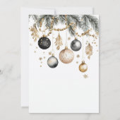 Invitation Ornements Noir Et Or Baubles Fête De Vacances (Dos)