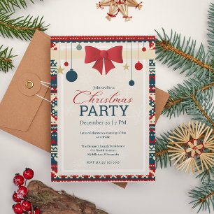 Invitation Ornements Red Bow Ugly Sweater Fête