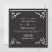 Invitation Ornements romantiques Noir Mariage (Dos)
