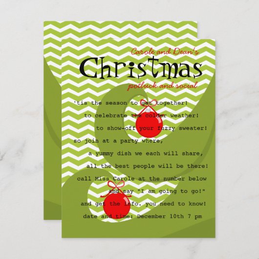 Invitation Ornements rouges (Devant / Derrière)