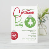 Invitation Ornements rouges et verts d'invitation de fête de (Debout devant)