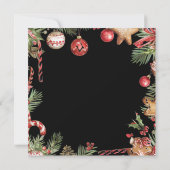 Invitation Ornements rouges Verdure Carré frontalier Open Hou (Dos)