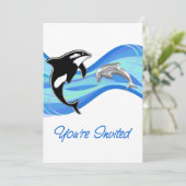Invitation Orque et dauphin dans les vagues vous êtes invités (Debout devant)